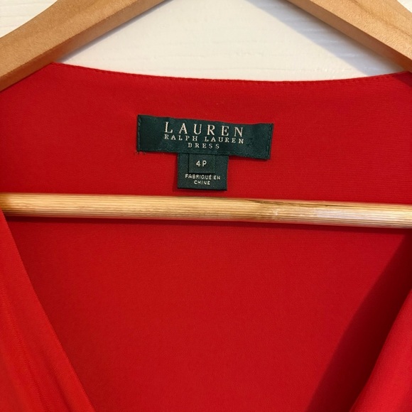 Lauren Ralph Lauren Red 3/4 Sleeve Fit Flare Dress 4P Office Formal Business - Picture 6 of 9